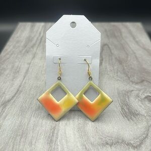 Yellow/Orange/Green Square Earrings